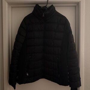 Nautica Black Quilted Puffer Jacket with Rib Side Panels